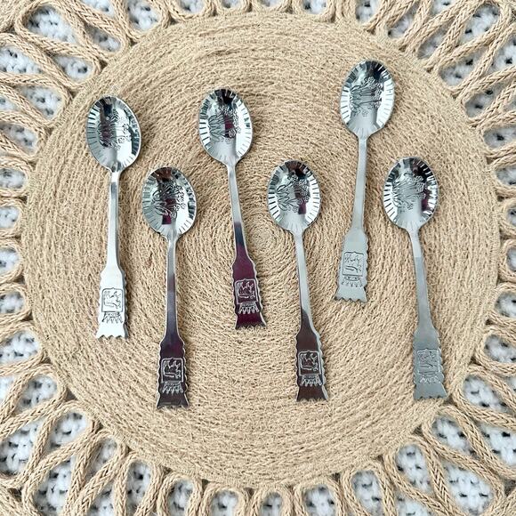 Moccaskedar 6 Spoon Demitasse Coffee Tea SV.Roster.Stal 18/8 Silver Set Box - Picture 4 of 7